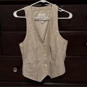 Madewell Cream Plaid Vest